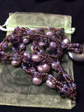 Lavender Pearls and Purple Crystal Necklace and Stainless Earrings