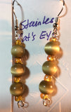 Taupe Cat's Eye Dangle Earrings