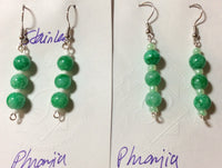 Bright Green Glass Stainless Earrings