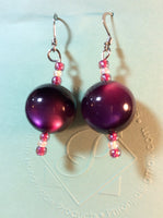 Purple 'Cat's Eye' Acrylic Stainless Earrings