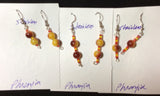 Yellow and Burnt Orange Glass Stainless Earrings