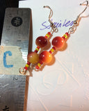 Yellow and Burnt Orange Glass Stainless Earrings