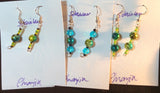 Yellow Blue Metalic Glass Bead Stainless Earrings