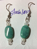 Turquoise Color Stone Stainless Earrings