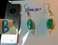 Turquoise Color Stone Stainless Earrings