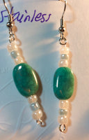 Turquoise Color Stone Stainless Earrings