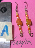 Yellow Square Artistic Glass Bead Stainless Earrings
