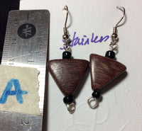 Triangular Wood Stainless Earrings