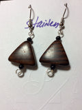 Triangular Wood Stainless Earrings