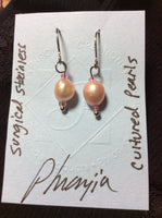 Pink Pearl Stainless Earrings