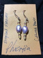 Lavender Pearl Stainless Earrings