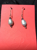 Pewter Cultured Pearls Stainless Earrings