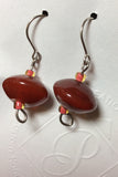 Brick Red Vintage Glass Bead Stainless Earrings