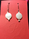 Snow White Mother of Pearl Disc Stainless Earrings