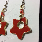 Red Star Enameled Stainless Earrings