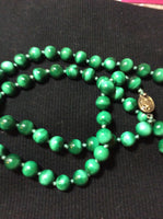 Vintage Malachite Necklace with Silver Clasp