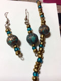 Turquoise Acrylic and Glass Necklace and Earrings Set