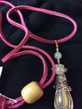 Spoon Necklace with Rose Quartz Beads