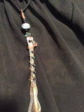 Long Spoon Handle Pendant with Purple Glass Beads