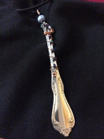 Long Spoon Handle Pendant with Purple Glass Beads