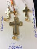 Cross Pendant and Earring Set