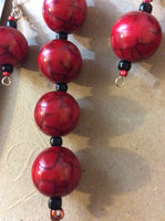Red Ball Acrylic Pendant and Stainless Earrings