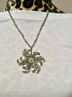Stunning Crystal Vintage Brooch Necklace and Stainless Earrings