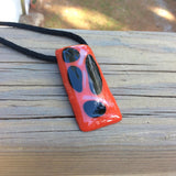 Large Red and Black Fused Glass Pendant