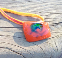 Orange 'Dolphin' Fused Glass Pendant