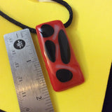 Large Red and Black Fused Glass Pendant
