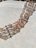Five Strand Vintage Crystal and Glass Pearls Necklace