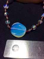 Opal Glass and Crystal Handmade Necklace