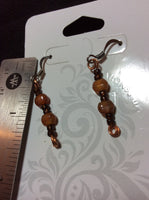 Amber Colored Glass Handmade Stainless Earrings