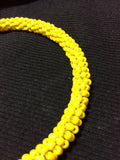 Yellow Hand Woven Glass Bead Bangle Bracelet