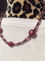 Mauve Glass Bead Handmade Necklace
