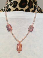 Pastel Striped Glass Handmade Necklace