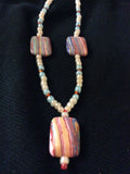 Pastel Striped Glass Handmade Necklace