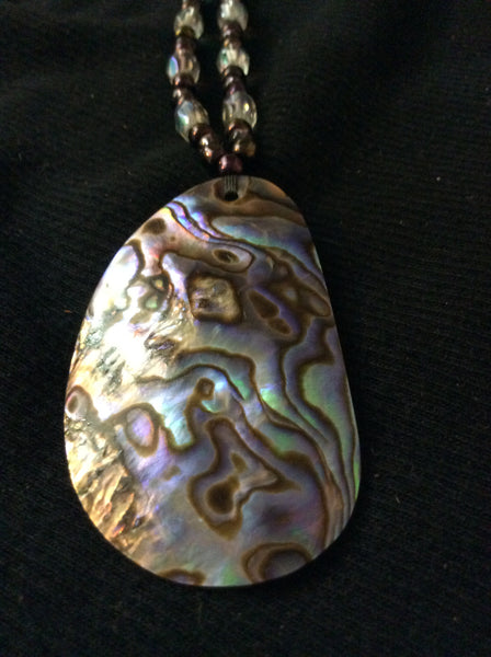 Stunning Abalone Shell and Crystal Handmade Necklace
