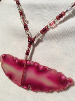 Pink Agate Slice Handmade Necklace