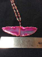 Pink Agate Slice Handmade Necklace
