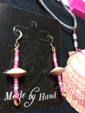 Large Pink Scallop Shell Handmade Necklace & Earrings
