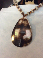 Brown and White Reversible Mother of Pearl Handmade Necklace