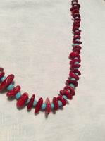 Coral Handmade Necklace and Stainless Earrings