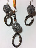 Crackle Clear Acrylic Handmade Pendant and Stainless Earrings
