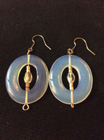 Large Opal Glass Handmade Stainless Earrings