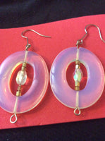 Large Opal Glass Handmade Stainless Earrings