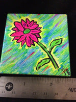 "Neon Flower" Mini Canvas Painting