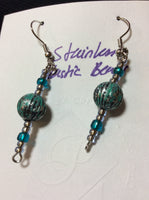 Blue and Silver Handmade Lightweight Stainless Earrings