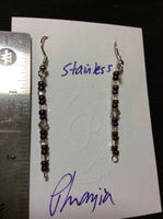 Long Glass Bead Handmade Stainless Earrings