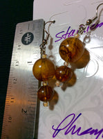 Amber Art Glass Handmade Stainless Earrings